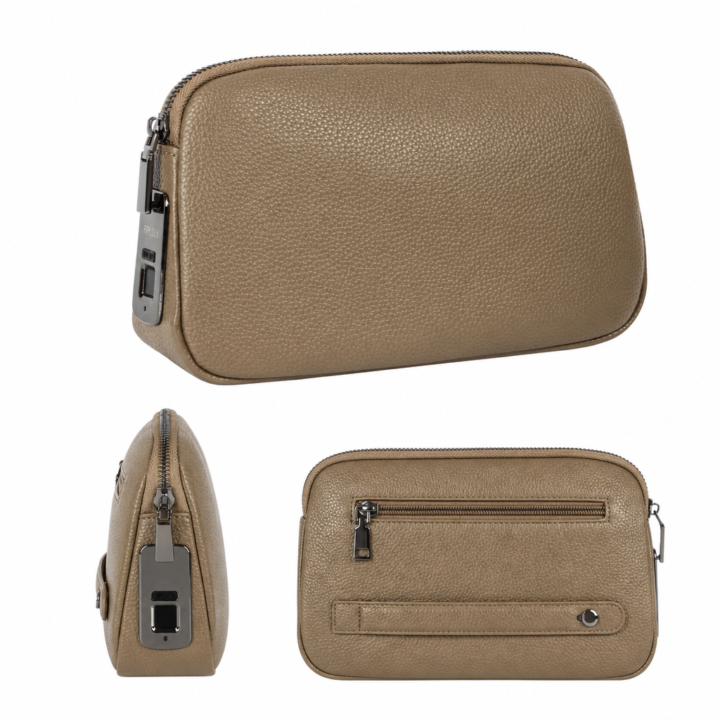 Fingerprint Lock Clutch — Anti-Theft Vegan Leather Purse for Women