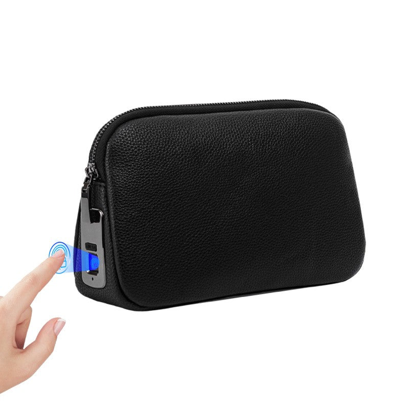 Fingerprint Lock Clutch — Anti-Theft Vegan Leather Purse for Women