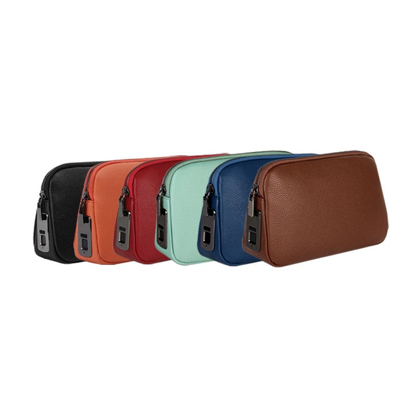 Fingerprint Lock Clutch — Anti-Theft Vegan Leather Purse for Women