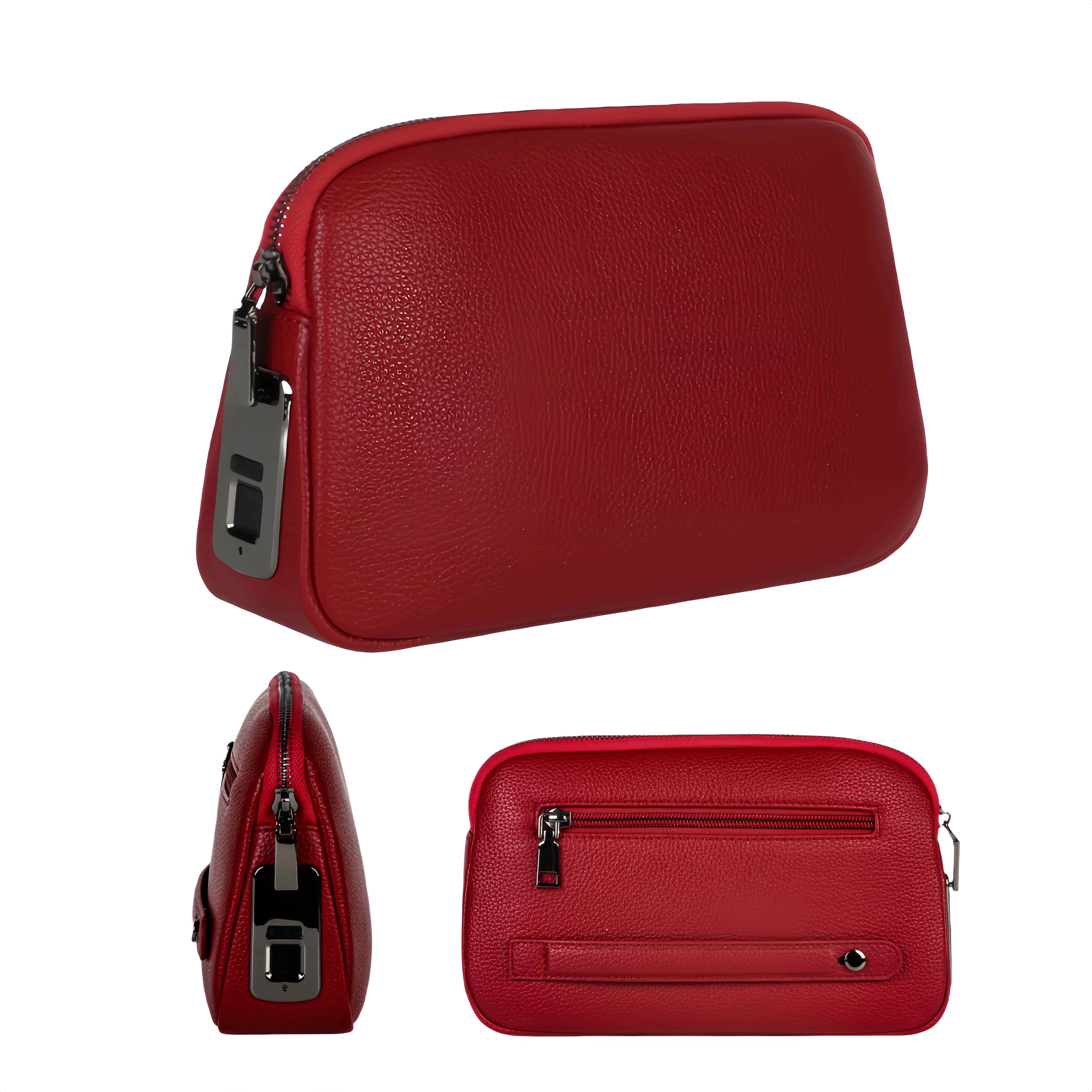 Fingerprint Lock Clutch — Anti-Theft Vegan Leather Purse for Women