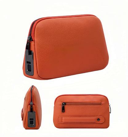 Fingerprint Lock Clutch — Anti-Theft Vegan Leather Purse for Women