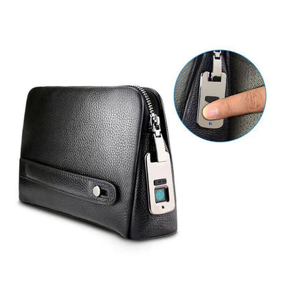 Hermès Orange Fingerprint Lock Leather Clutch