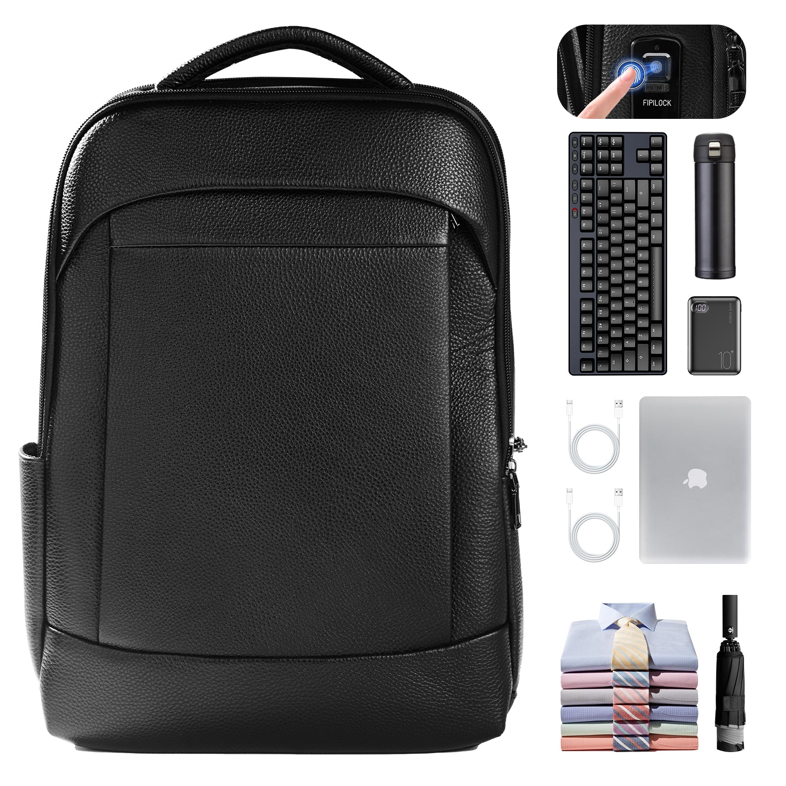 Vanguard One - Leather Fingerprint Unlock Backpack