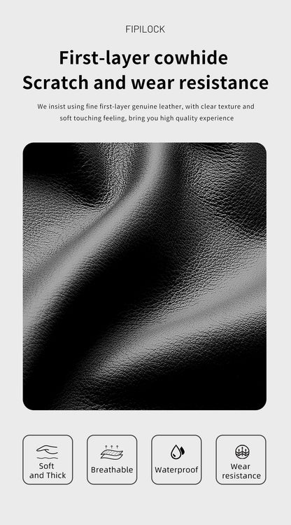 Full-Grain Leather Fingerprint Business-Casual Backpack