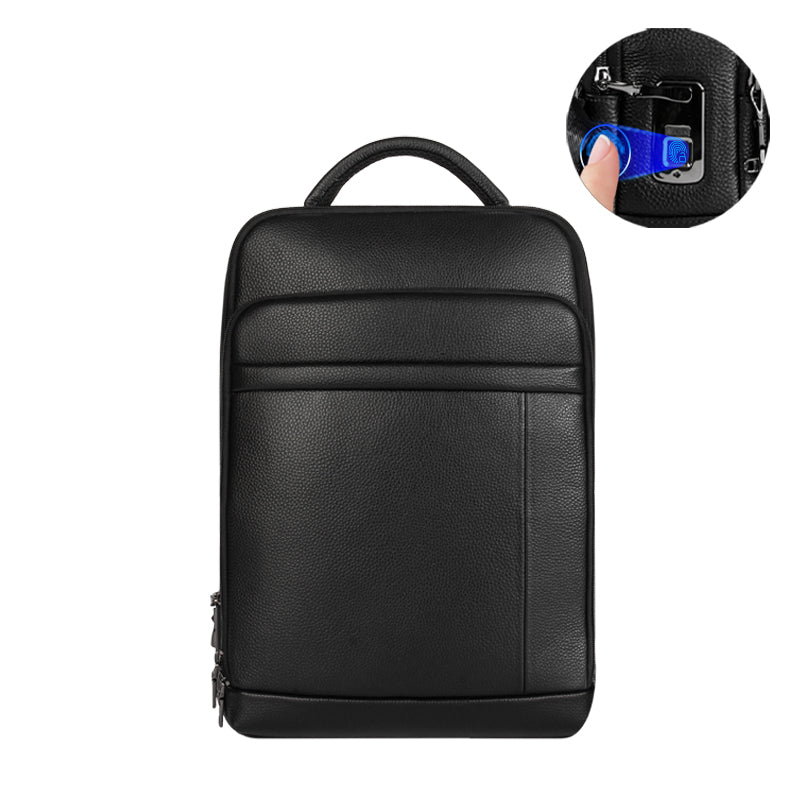 Full-Grain Leather Fingerprint Business-Casual Backpack