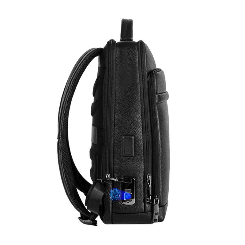 Full-Grain Leather Fingerprint Business-Casual Backpack