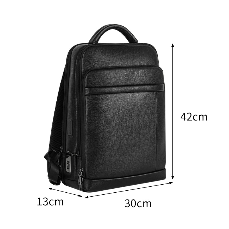 Full-Grain Leather Fingerprint Business-Casual Backpack