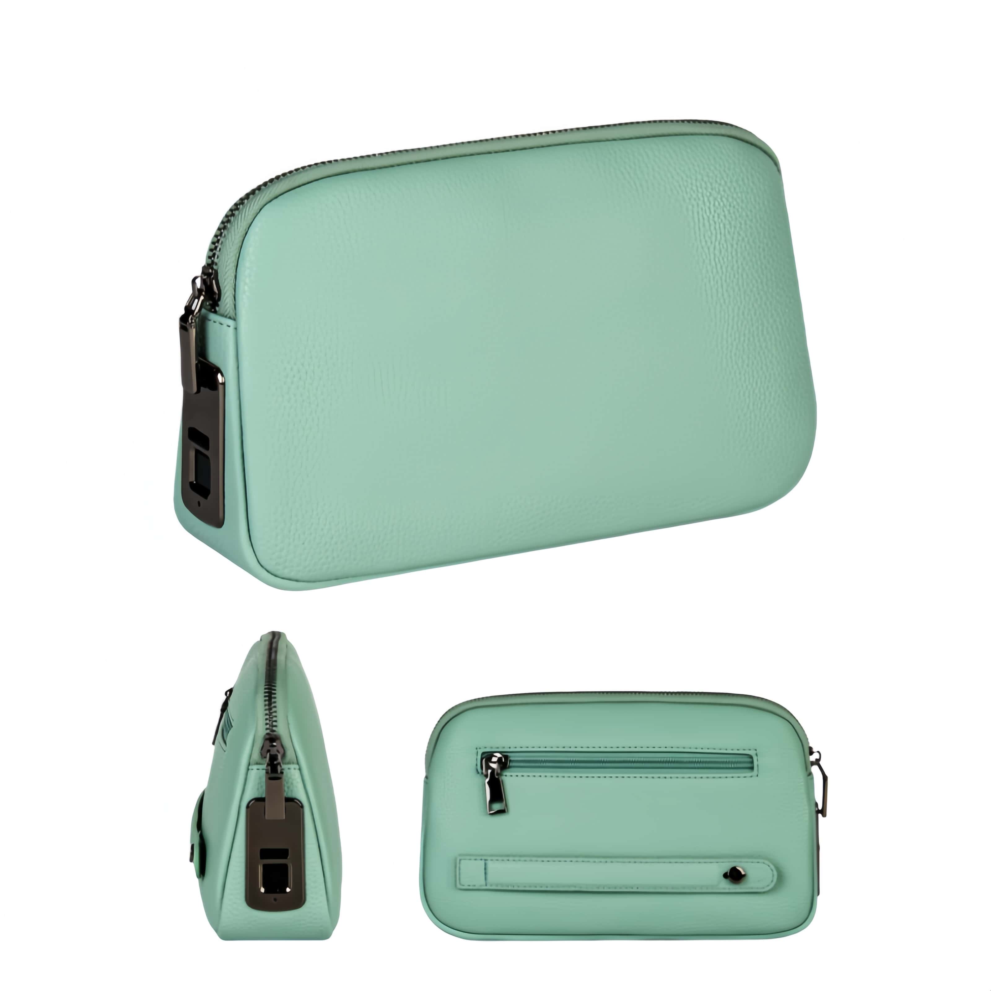 Fingerprint Lock Clutch — Anti-Theft Vegan Leather Purse for Women