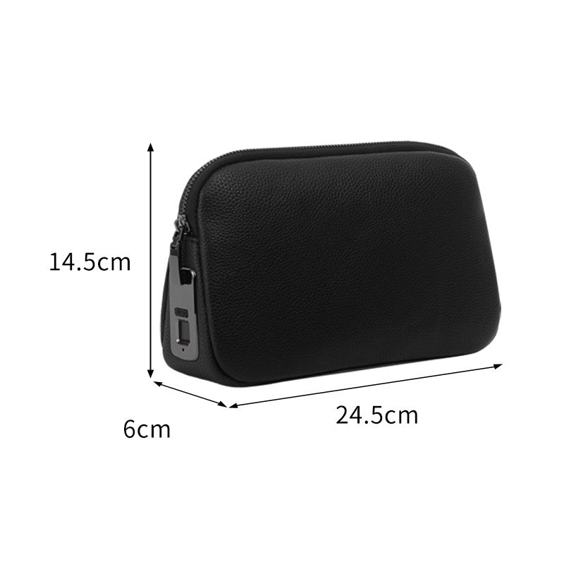 Fingerprint Lock Clutch — Anti-Theft Vegan Leather Purse for Women