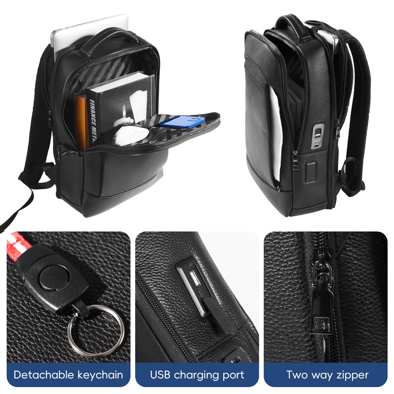 Vanguard One - Leather Fingerprint Unlock Backpack