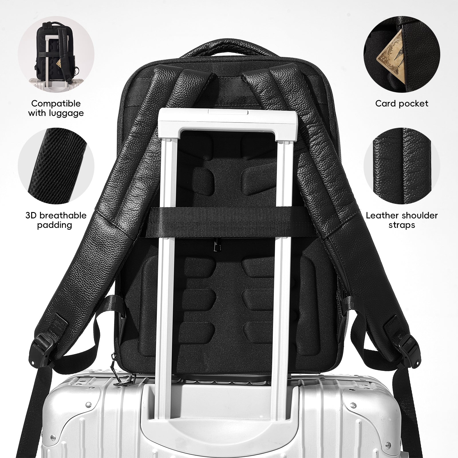 Vanguard One - Leather Fingerprint Unlock Backpack