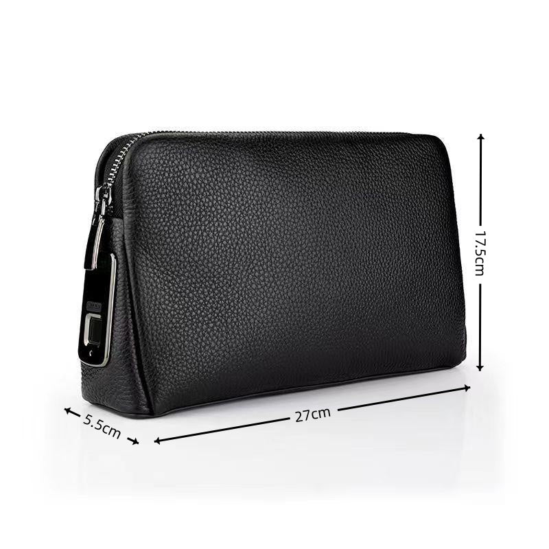 Hermès Orange Fingerprint Lock Leather Clutch