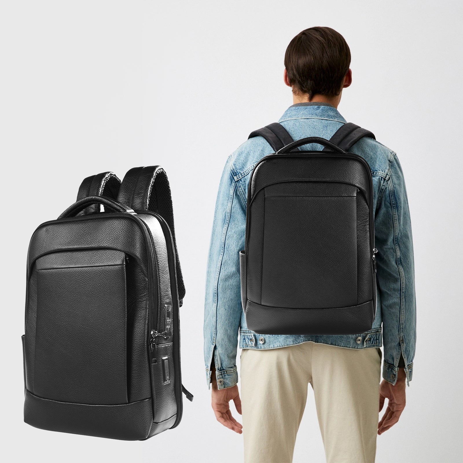 Vanguard One - Leather Fingerprint Unlock Backpack