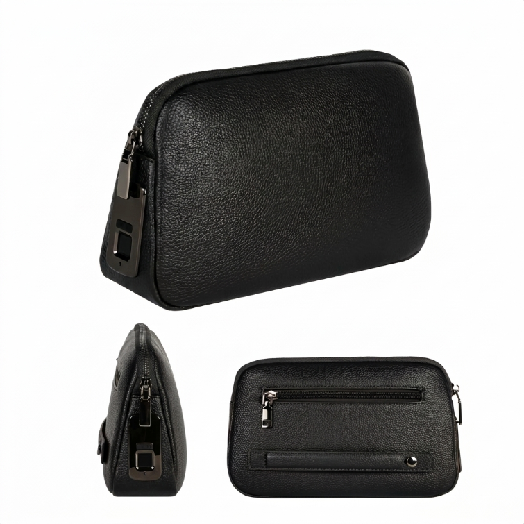 Fingerprint Lock Clutch — Anti-Theft Vegan Leather Purse for Women