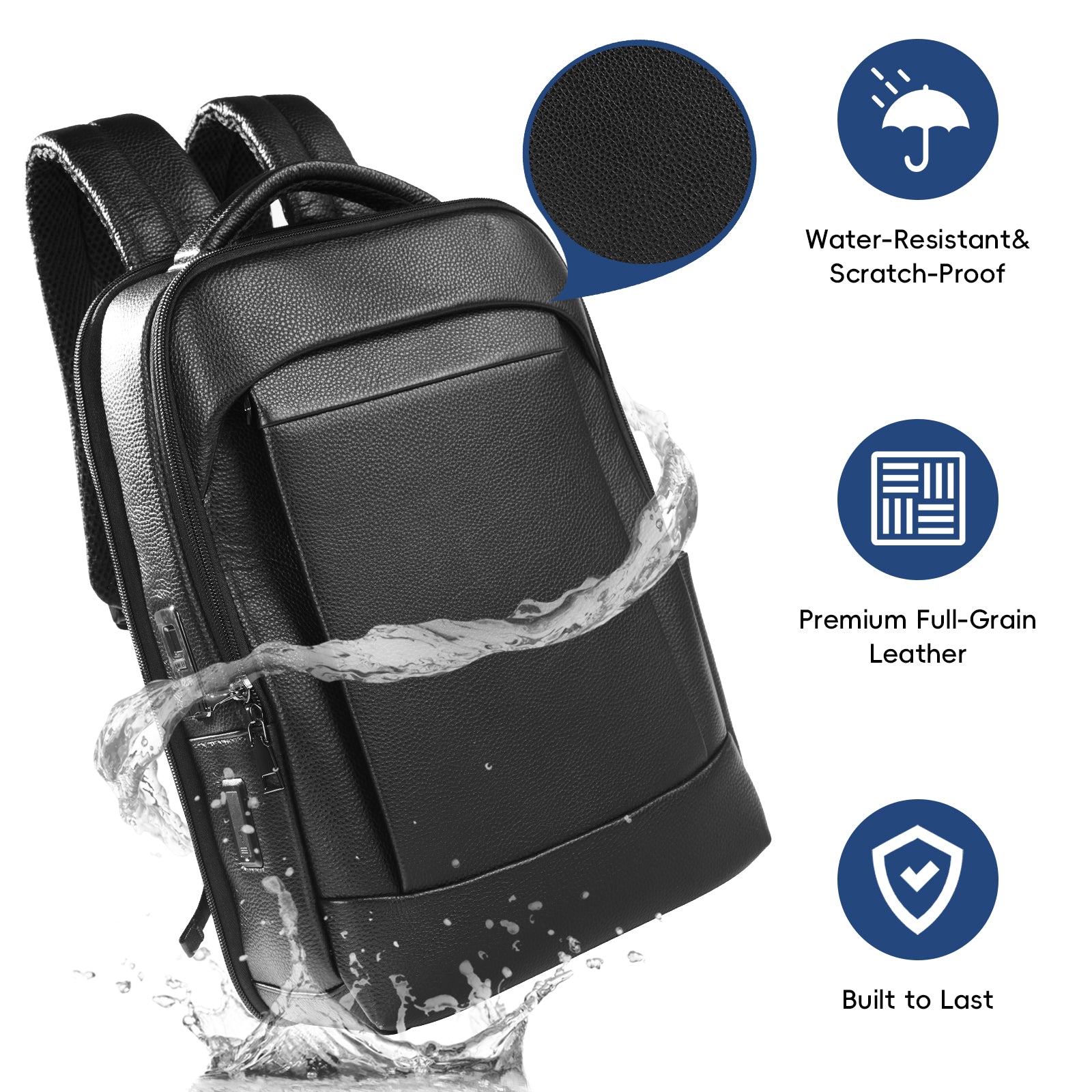 Vanguard One - Leather Fingerprint Unlock Backpack