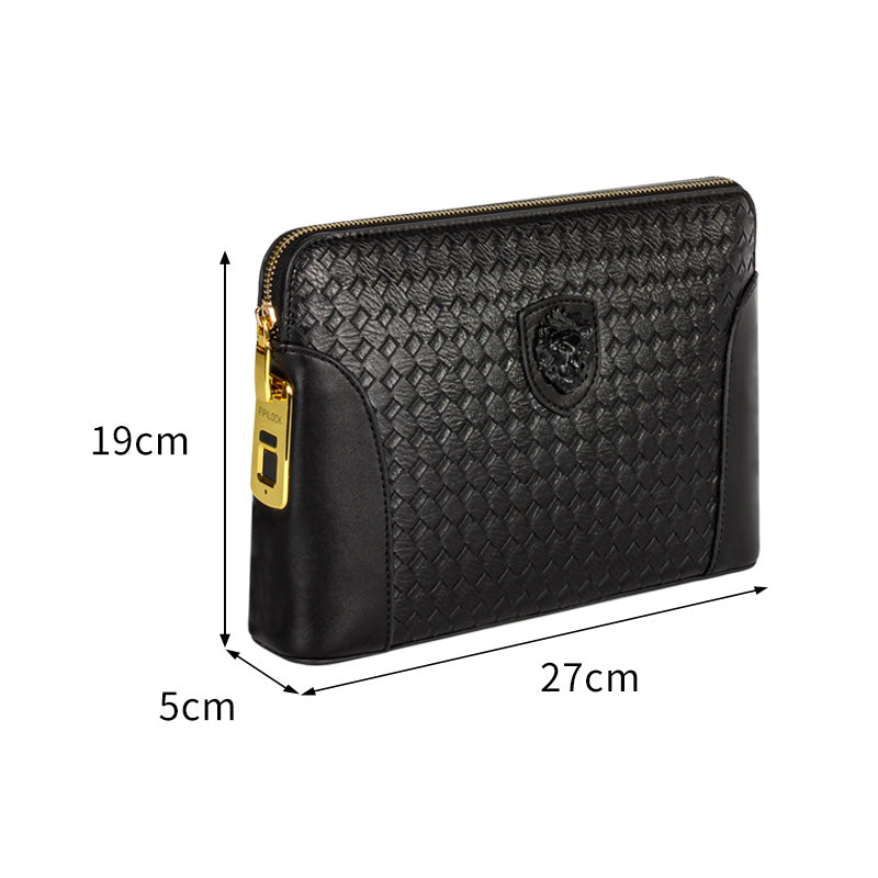 Men's Leather Clutch Fingerprint Lock Wristlet Secure Stylish Design with Fingerprint Lock for Added Security Ideal for Everyday Use