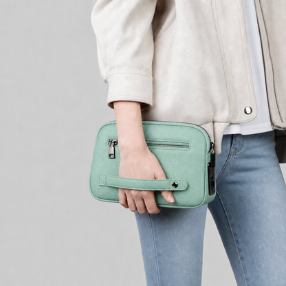Fingerprint Lock Clutch — Anti-Theft Vegan Leather Purse for Women