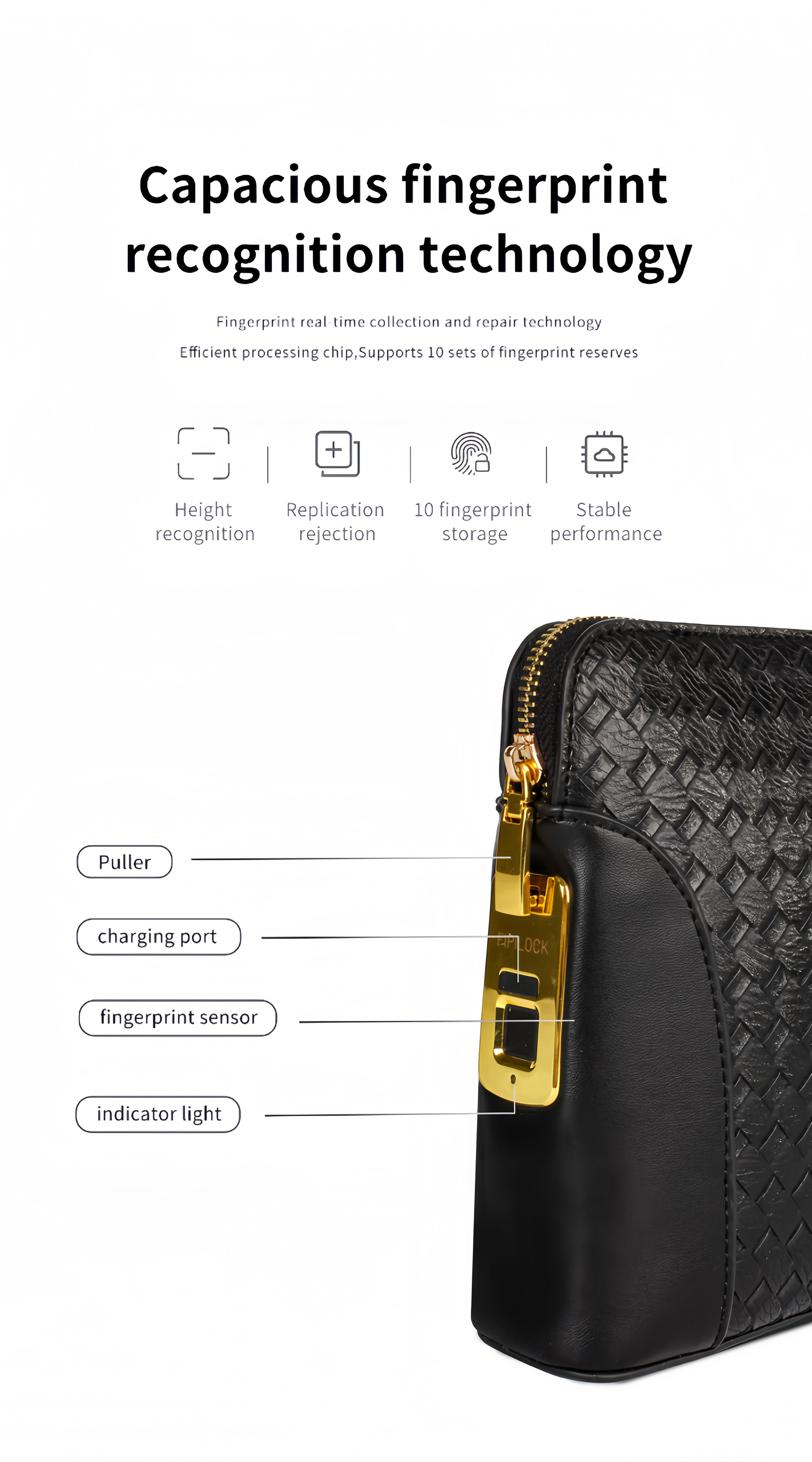 Men's Leather Clutch Fingerprint Lock Wristlet Secure Stylish Design with Fingerprint Lock for Added Security Ideal for Everyday Use